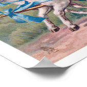  Pasen Illustratie met meisje en lammeren Poster (Hoek)