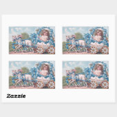 Pasen Illustratie met meisje en lammeren Rechthoekige Sticker (Vel)