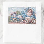 Pasen Illustratie met meisje en lammeren Rechthoekige Sticker (Tas)