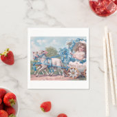  Pasen Illustratie met meisje en lammeren Servet (Insitu)