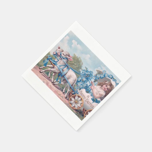 Pasen Illustratie met meisje en lammeren Servet (Hoek)