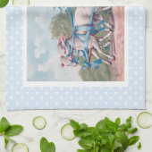  Pasen Illustratie met meisje en lammeren Theedoek (Gevouwen)