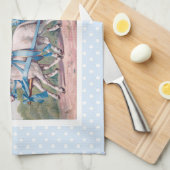  Pasen Illustratie met meisje en lammeren Theedoek (Quarter Fold)