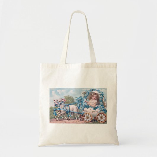 Pasen Illustratie met meisje en lammeren Tote Bag (Voorkant)