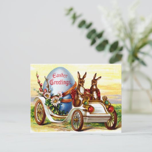 Pasen in auto feestdagenkaart (Staand voorkant)