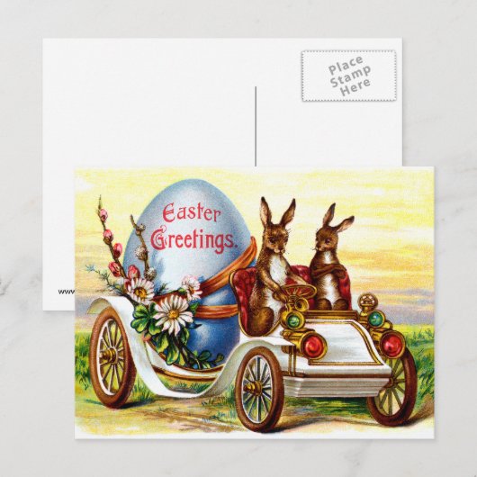 Pasen in auto feestdagenkaart (Voorkant / Achterkant)