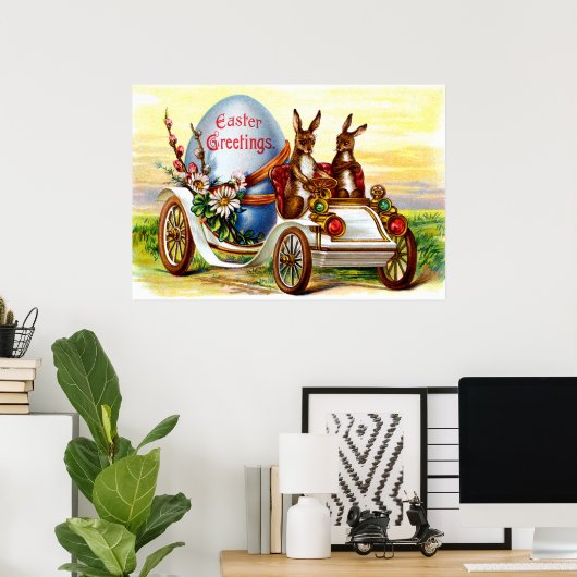 Pasen in auto poster (Thuiskantoor)