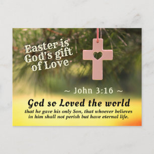 Pasen is God's Gift of Love, John 3:16 Scripture. Briefkaart