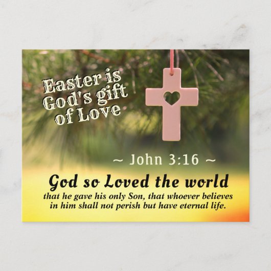 Pasen is God's Gift of Love, John 3:16 Scripture. Briefkaart (Voorkant)