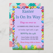 Pasen is onderweg Jelly Bean Pasen uitnodiging (Voorkant / Achterkant)