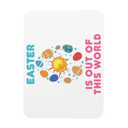 Pasen is uit deze World Space Planets Magneet (Verticaal)