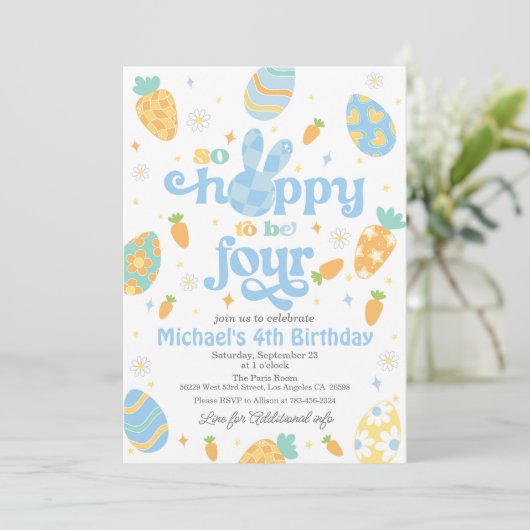 Pasen is zo blij om vier jongens jarig te zijn kaart (Staand voorkant)