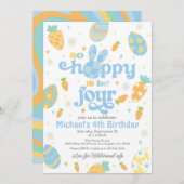 Pasen is zo blij om vier jongens jarig te zijn kaart (Voorkant / Achterkant)