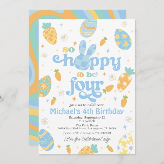 Pasen is zo blij om vier jongens jarig te zijn kaart (Voorkant / Achterkant)