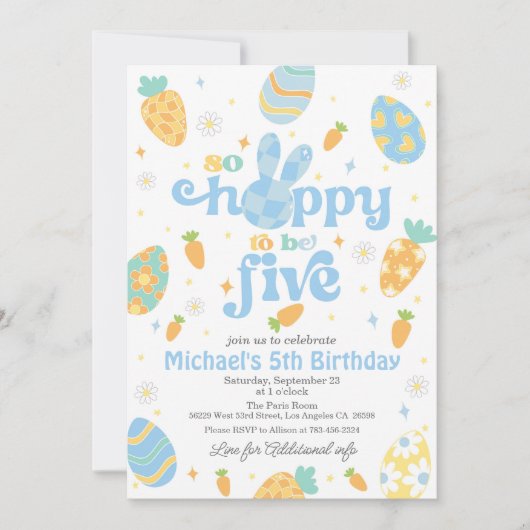 Pasen is zo blij om vijf jongens jarig te zijn kaart (Voorkant)