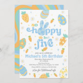 Pasen is zo blij om vijf jongens jarig te zijn kaart (Voorkant / Achterkant)