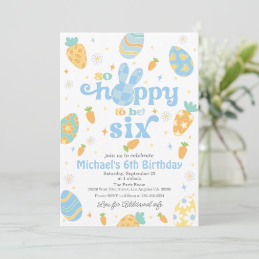 Pasen is zo blij om zes jongens jarig te zijn kaart (Staand voorkant)