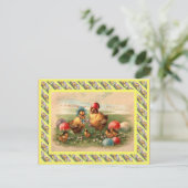  Pasen, jaren 30, Hen en kuikens Feestdagenkaart (Staand voorkant)