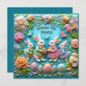  Pasen ~ JE VREDE WENSEN ~ Bunnies ~ Feestdagenkaart (Voorkant / Achterkant)