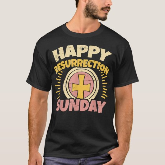 Pasen Jezus Happy Herurrection Sunday Egg Rabbit T-shirt (Voorkant)