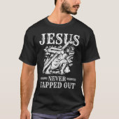 Pasen Jezus heeft zondagochtend nooit de reurrecti T-shirt (Voorkant)