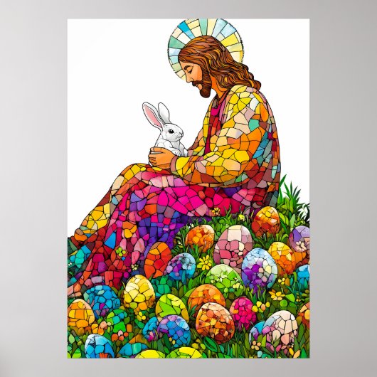 Pasen Jezus Konijn Eierjacht levendig Poster (Voorkant)