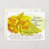 Pasen, John 11:25-26, Daffodils Feestdagenkaart (Voorkant / Achterkant)