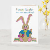 Pasen, jongen, paasgeld kaart (Gele Bloem)