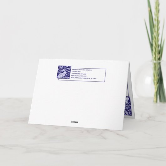 Pasen Joy Rabbit Blue Inspirerend Delft Dedham Feestdagen Kaart (Achterkant)