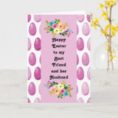 Pasen Kaart Beste vriend/man Roze met eieren (Gele Bloem)