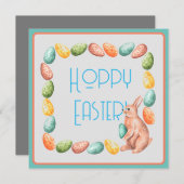 Pasen Kaart - Bunny Eggs - Cute - Hoppy Easter (Voorkant / Achterkant)