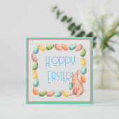 Pasen Kaart - Bunny Eggs - Cute - Hoppy Easter (Staand voorkant)