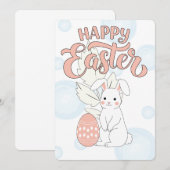 Pasen kaart | Cute Konijn en Ei Pastel (Voorkant / Achterkant)