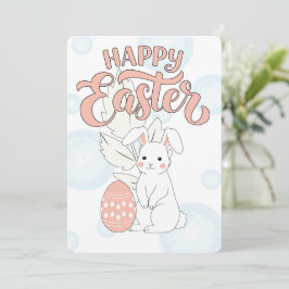 Pasen kaart | Cute Konijn en Ei Pastel