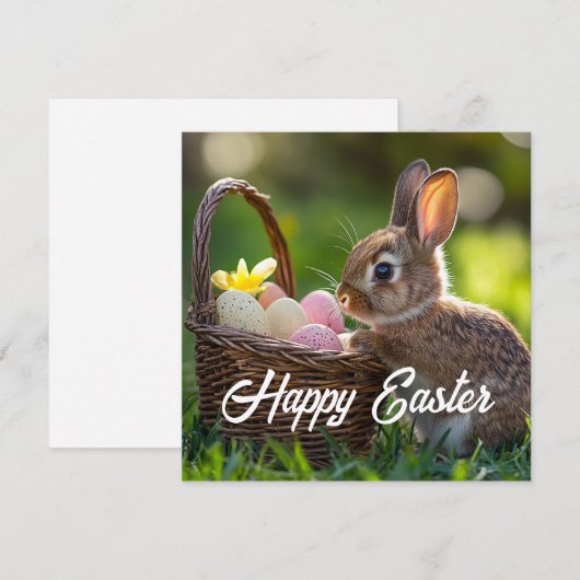 Pasen kaart – Knuffelkonijn  (Voorkant / Achterkant)