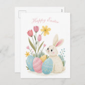 Pasen kaart Konijn en ei Illustratie (Voorkant / Achterkant)