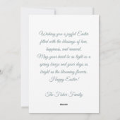 Pasen kaart met bloemen en paashaas (Achterkant)