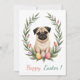 Pasen kaart met een afbeelding van een pug