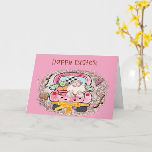 Pasen Kaart met Funny Bunny (Gele Bloem)