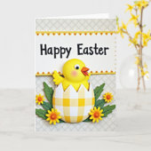 Pasen Kaart met Lentevogel (Gele Bloem)