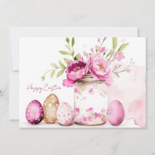 Pasen kaart met paaseieren en bloemen