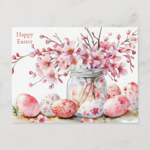 Pasen kaart met Paaseieren en Bloemen