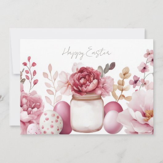 Pasen kaart met paaseieren en bloemen (Voorkant)