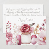 Pasen kaart met paaseieren en bloemen (Voorkant / Achterkant)