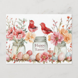 Pasen kaart met Paaseieren en Bloemen