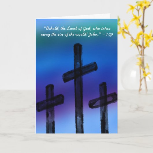 Pasen kaart met Zie het Lam Gods vers (Gele Bloem)