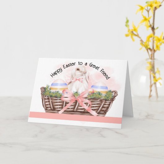 Pasen Kaart voor Grote Vriend met Bunny (Gele Bloem)