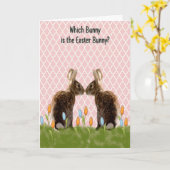 Pasen Kaart voor Kind, die Bunny paashaas is (Gele Bloem)