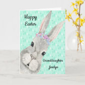 Pasen Kaart voor kleindochter met Bunny (Gele Bloem)