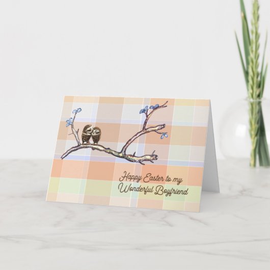 Pasen kaart voor vriend met uilen (Voorkant)